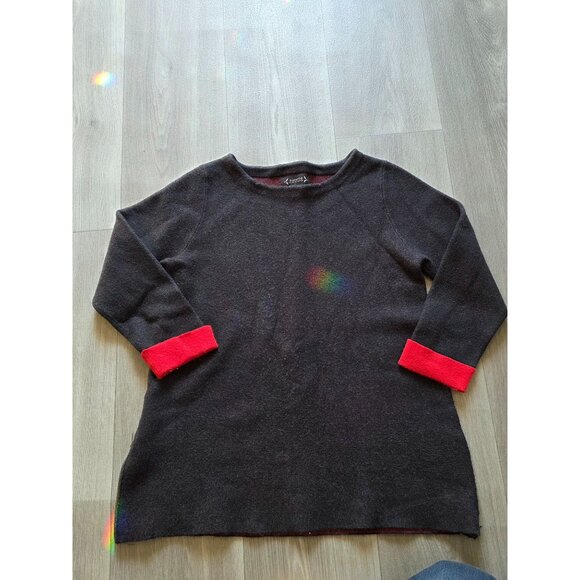 Nanette Lepore Womens Long Sleeve Sweater Medium Black/Red Side Zipper Red Cuffs - Picture 2 of 7